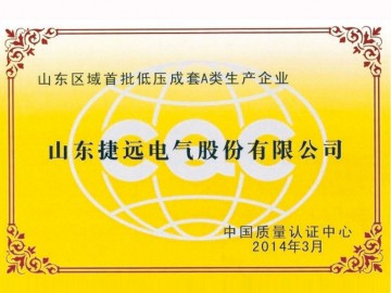 山东区域首批低压成套A类生产企业